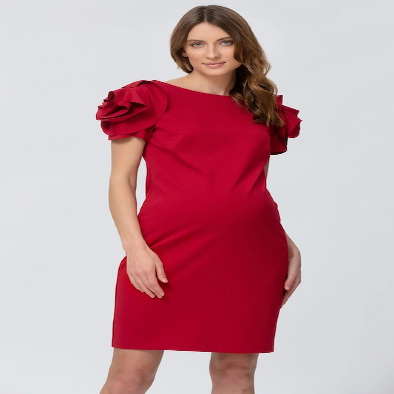Made in Italy CAPRI Maternity Dress in Milano Stitch Strawberry